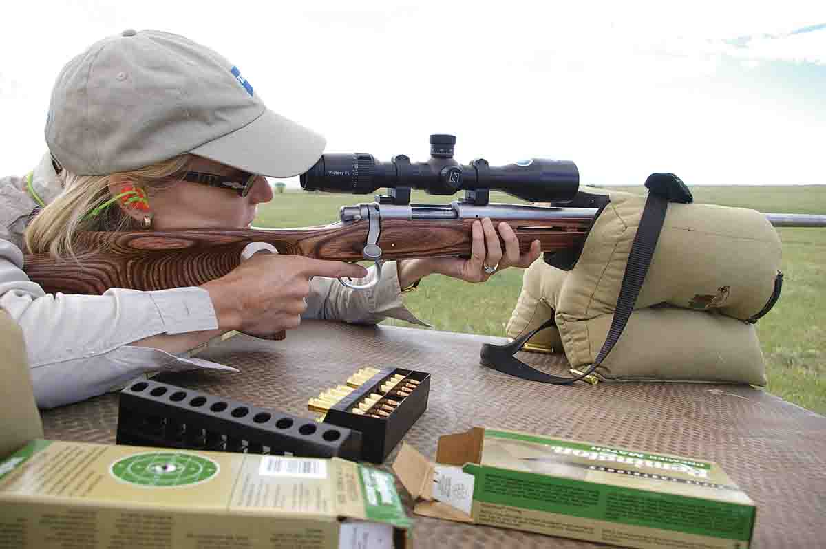 This prairie dog shooter is banging away with a Remington Model 700 .223 Remington. The load is Remington Premier with 50-grain AccuTip-V bullets.
